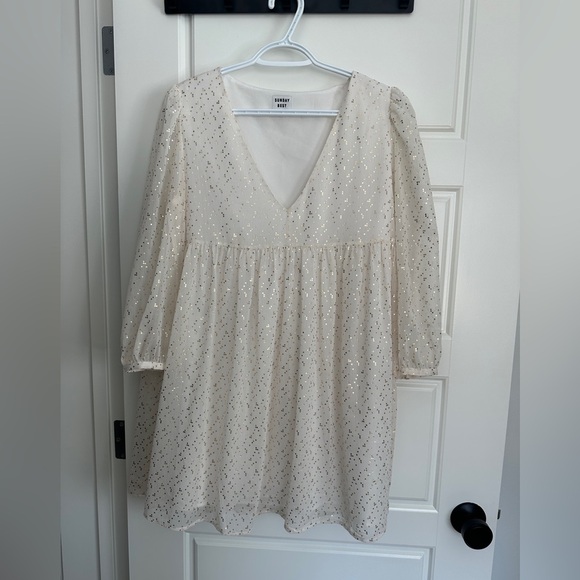 Sunday Best Cream Dress with Gold Accents - Picture 1 of 6